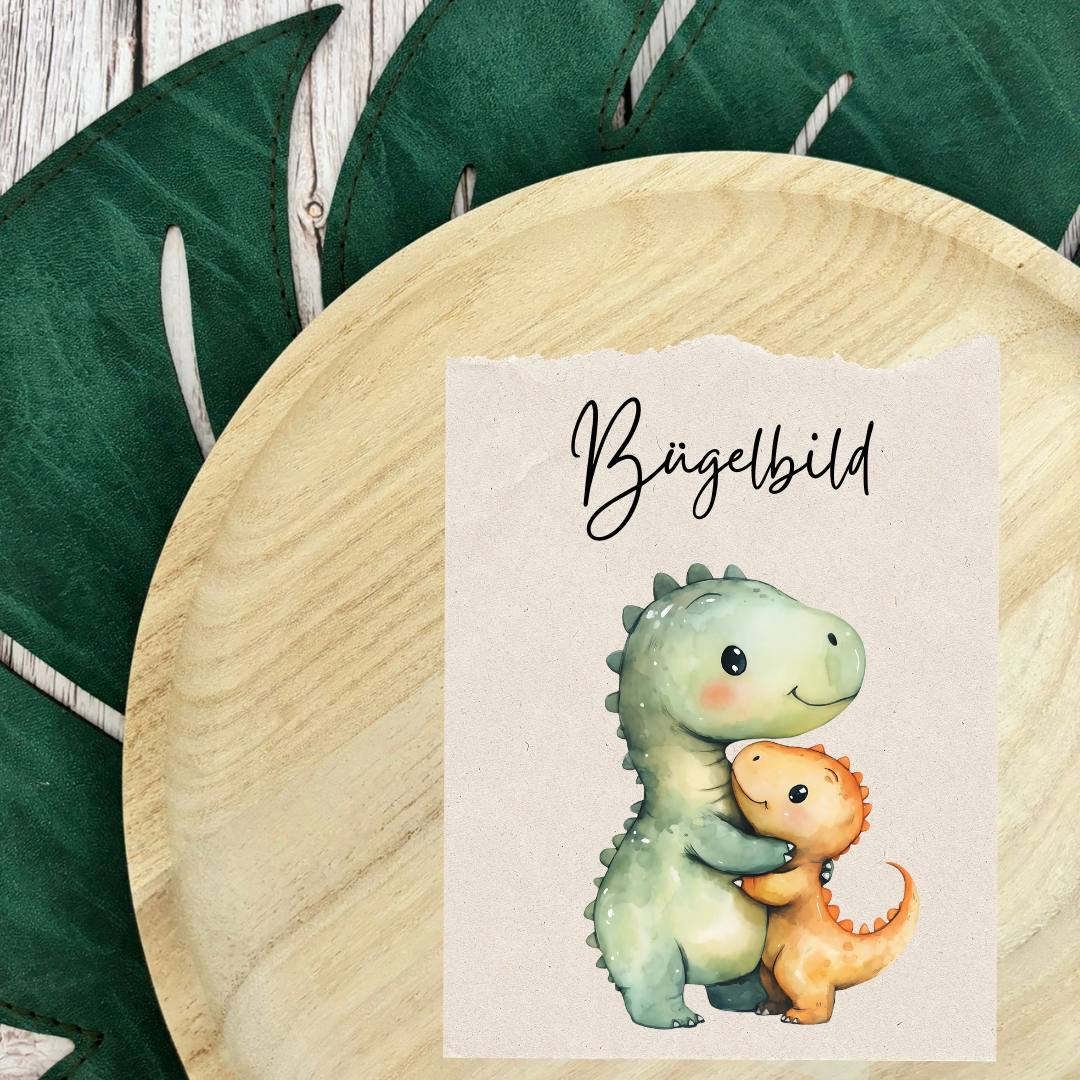 Bügelbild Dino Familie