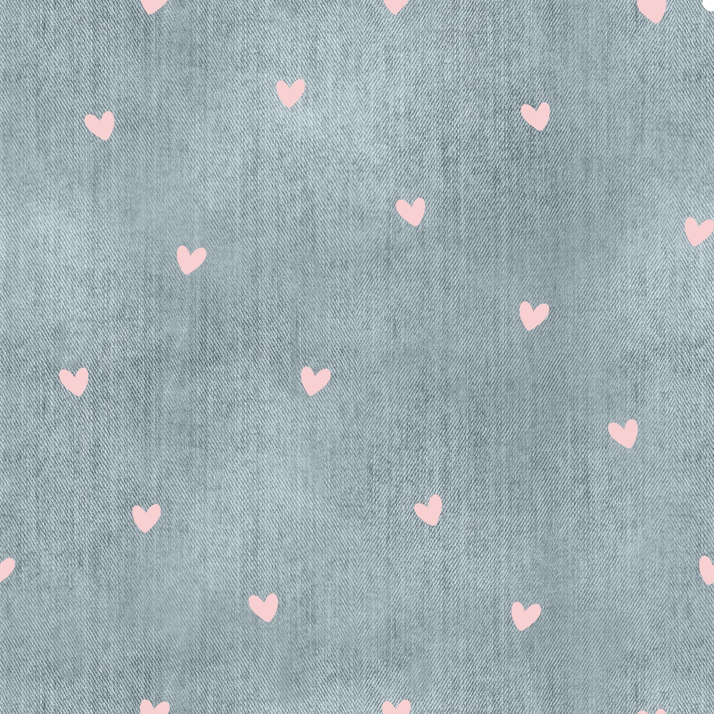 Vorbestellung | Denim Blau mit Herzen | verschiedene Stoffarten