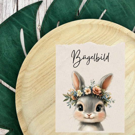 Bügelbild Blumenhase