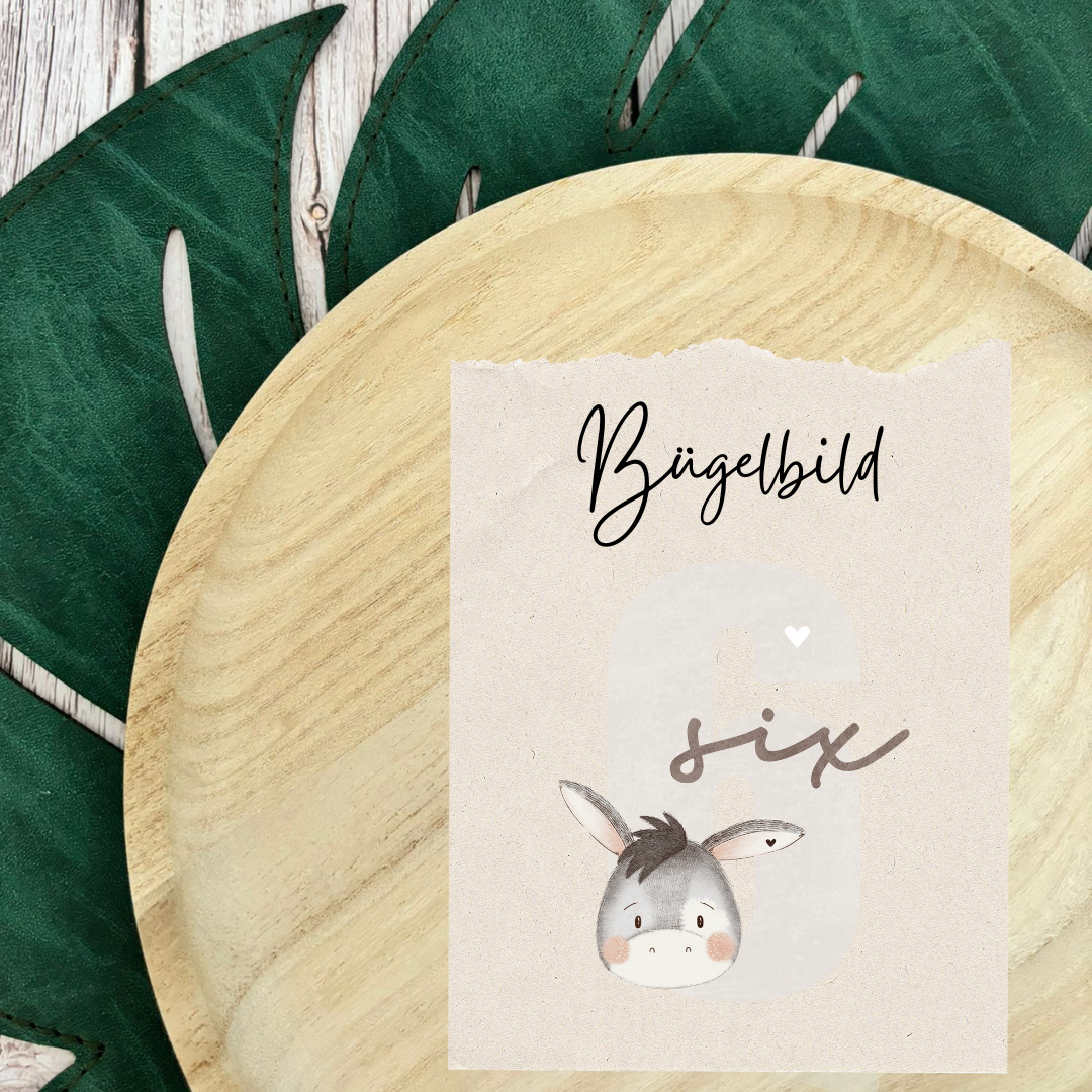 Bügelbild Geburtstagszahlen Tiere