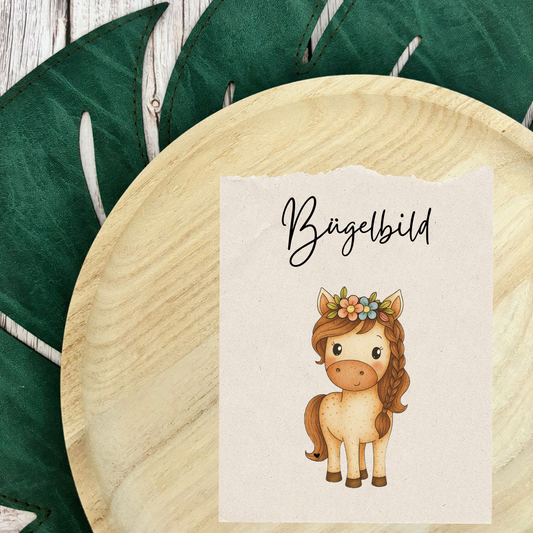 Bügelbild Blumenpferd