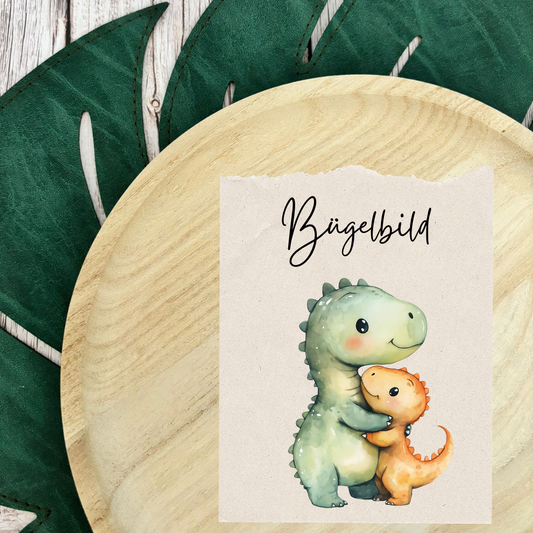 Bügelbild Dino Familie