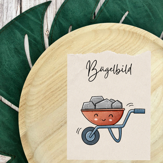 Bügelbild Schubkarre