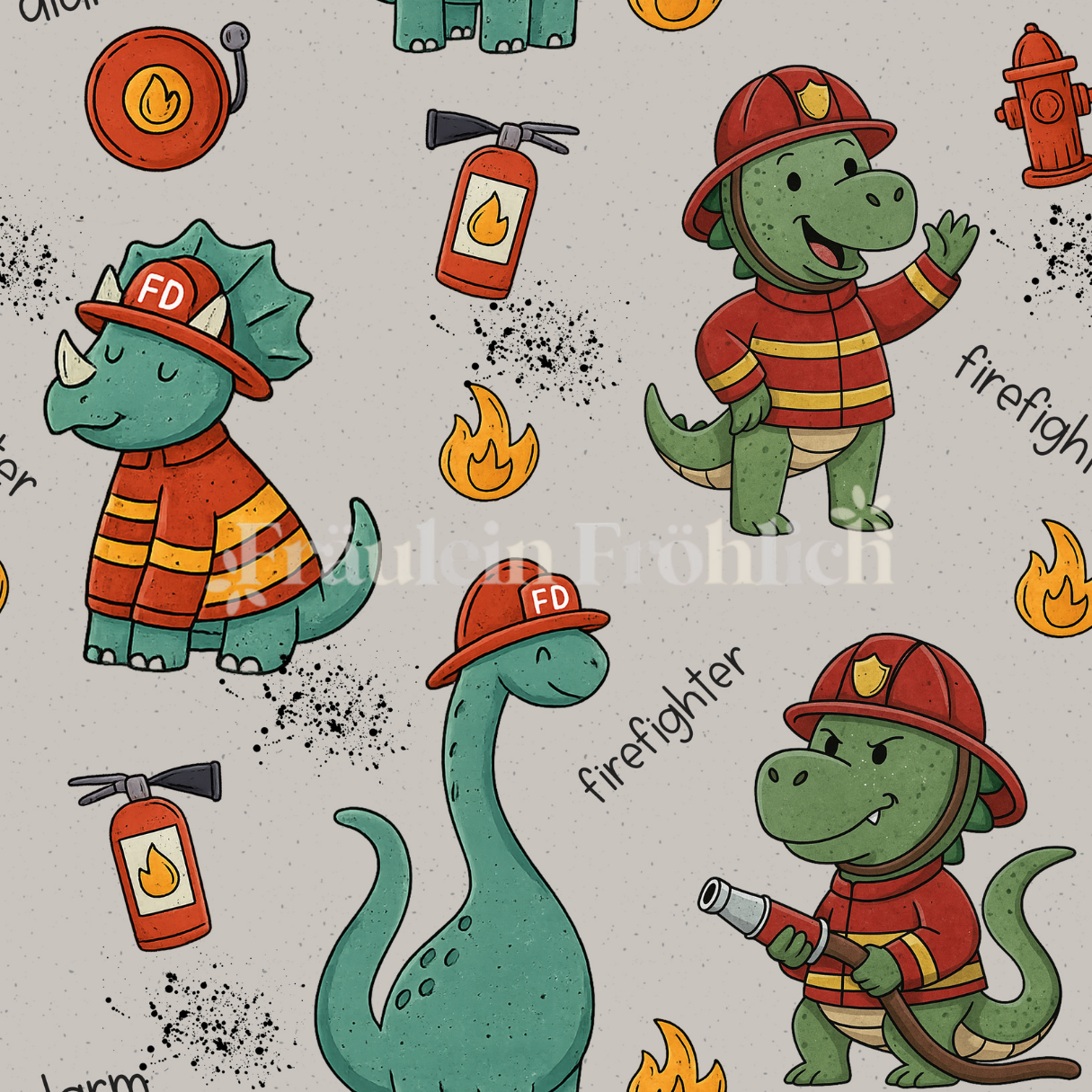 Vorbestellung | Dinofeuerwehr | verschiedene Stoffarten