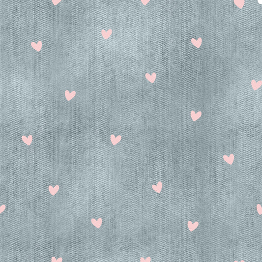 Vorbestellung | Denim Blau mit  Herzen |  verschiedene Stoffarten